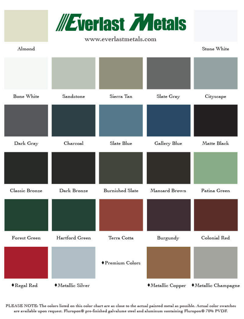 Color Chart Everlast Metals